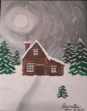 Winter Log Cabin